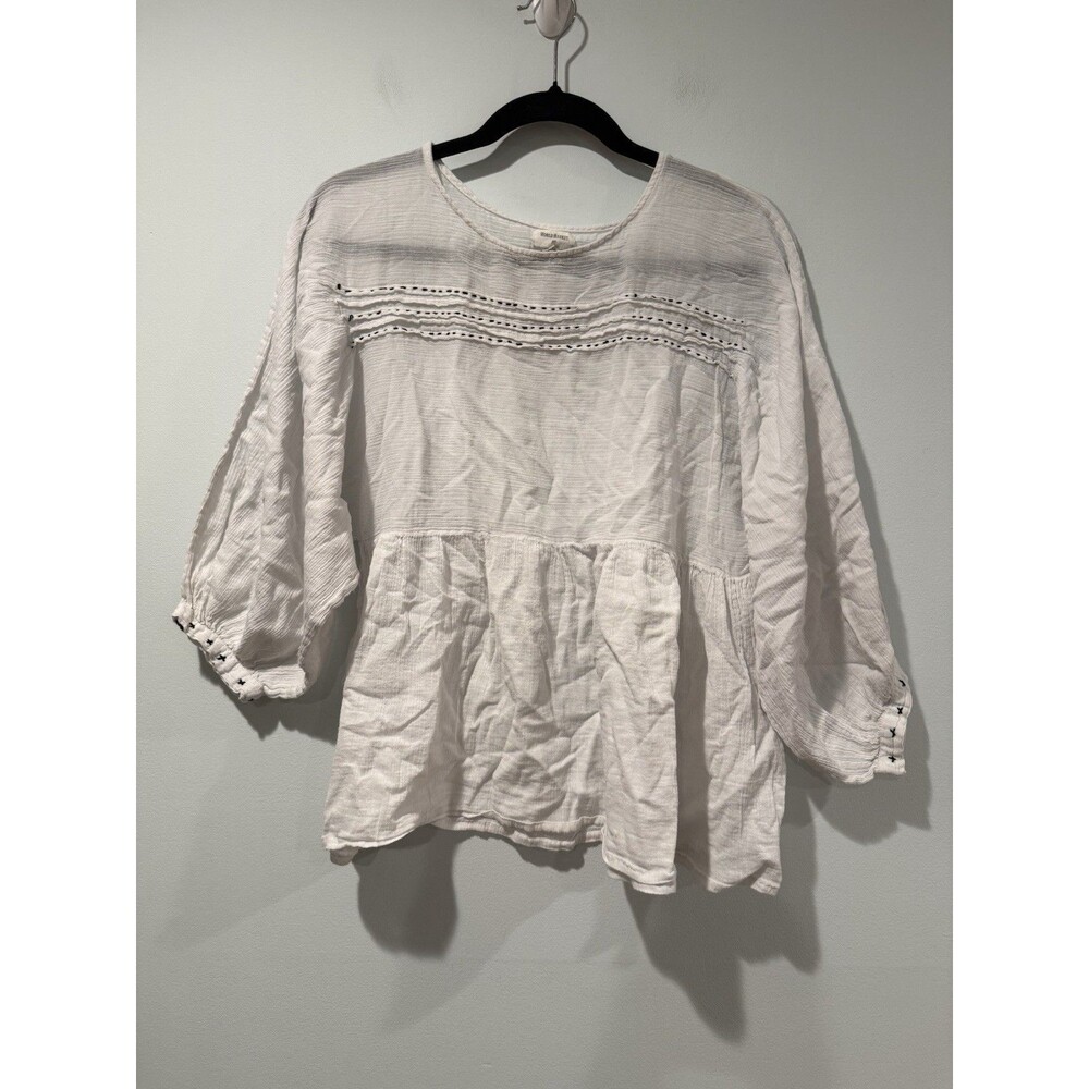 World Market Sheer Top Womens S/M White Boho Cottage 100% Cotton Travel Vacation